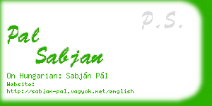 pal sabjan business card